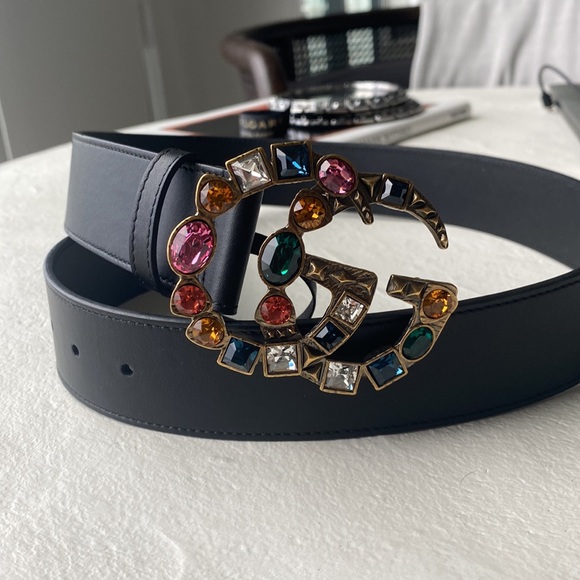 Gucci Black Belt with Colorful Gem Buckle - Picture 5 of 5